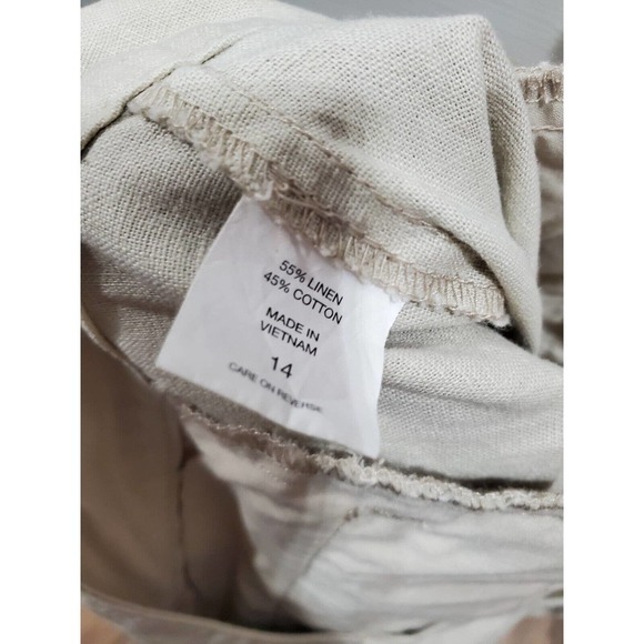 Newyork & Co. Women's Ivory Linen Mid Rise Pull On Wide Leg Dress Pant Size 14 - Picture 9 of 12